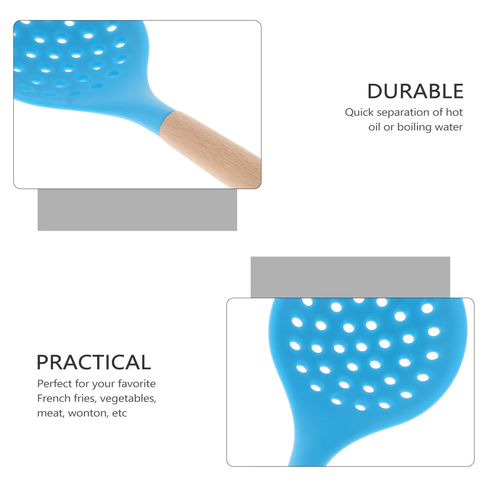 

Round Bend Handle Silicone Skimmer Spoon Heat Resistant Slotted Ladle For Oil Filter Food Serving Frying Strainer Kitchen