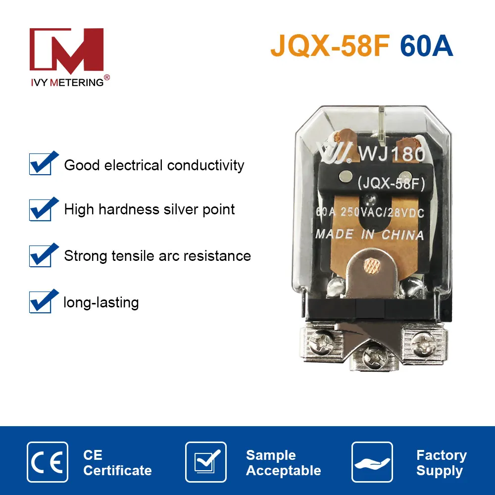 

JQX-58F 60A 1Z spdt 24 vdc relay 12VDC UPS relay High-power Relay Electromagnetic Reley WJ180