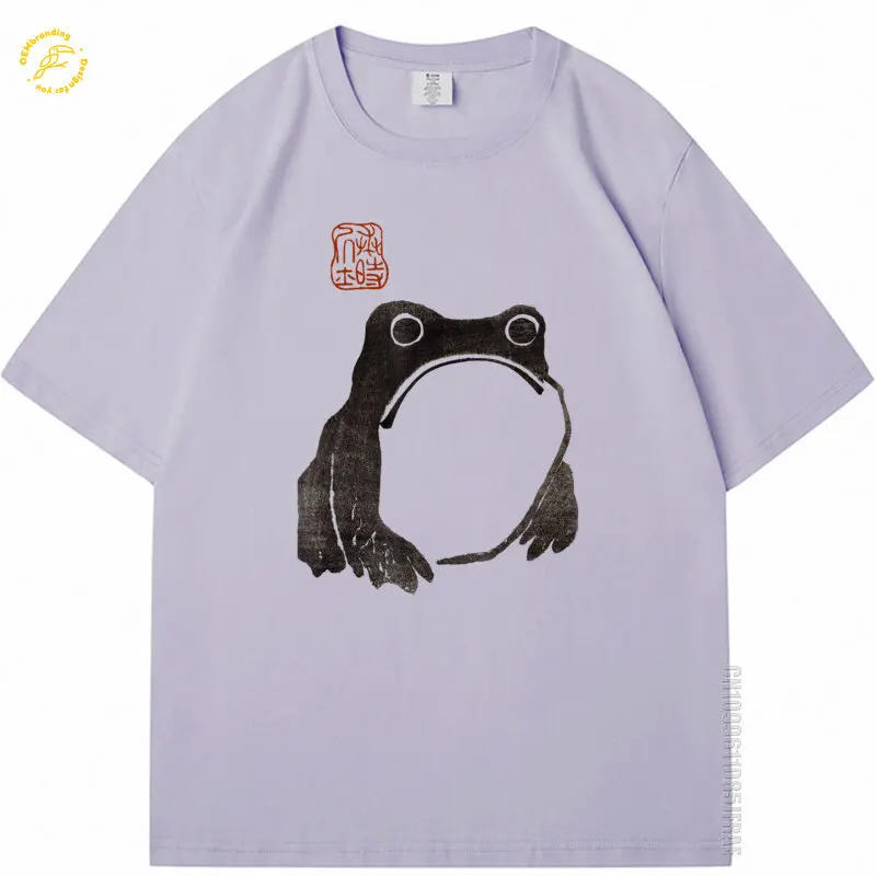 

Cute Cottagecore Frog Grumpy Japanese Frog Oversized T-Shirt 2025 Hot Tee Camisetas Men's T Shirts Magliette Uomo Firmate ماركات