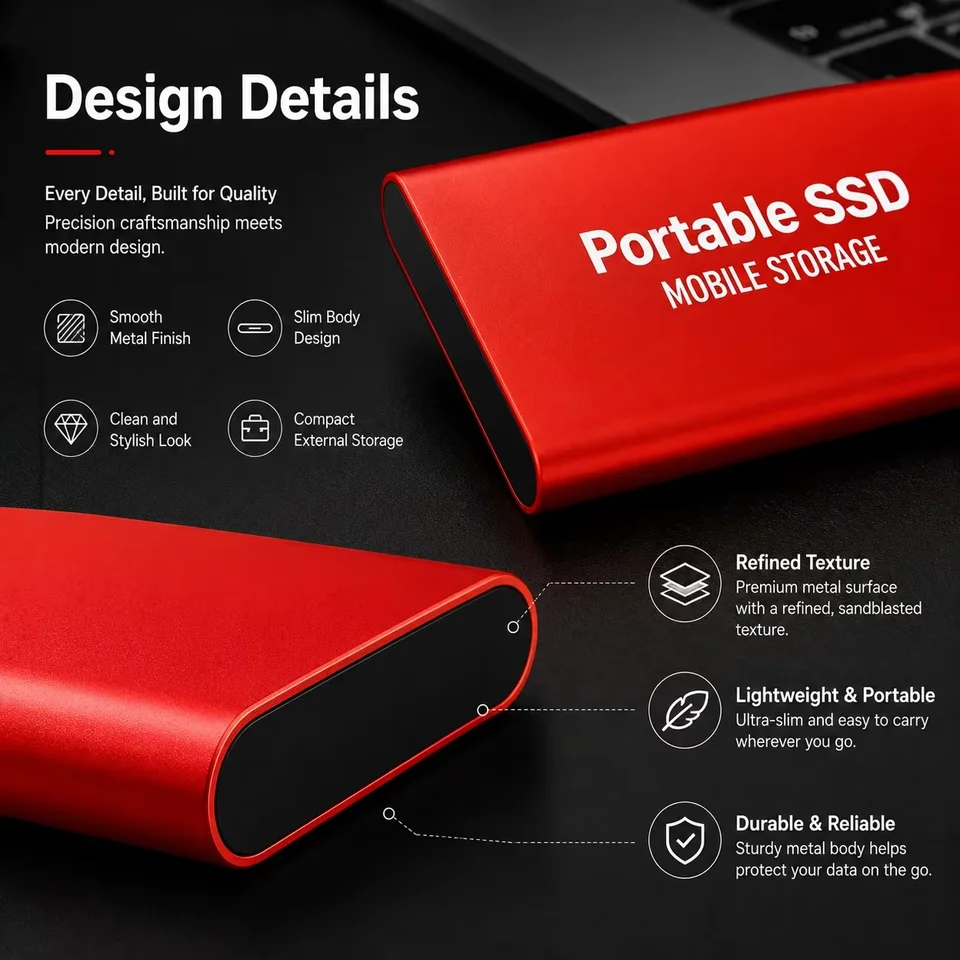 1TB External SSD Portable Hard Drive USB 3.0 Type-C Fast Storage Plug Play for Laptop Mac PC Student Daily Use, image 5