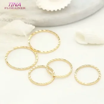 8MM 16MM 20MM 14K 금 도금 황동 폐쇄 반지 라운드 서클 참 펜던트 고품질 쥬얼리 결과 액세서리, 10 피스 