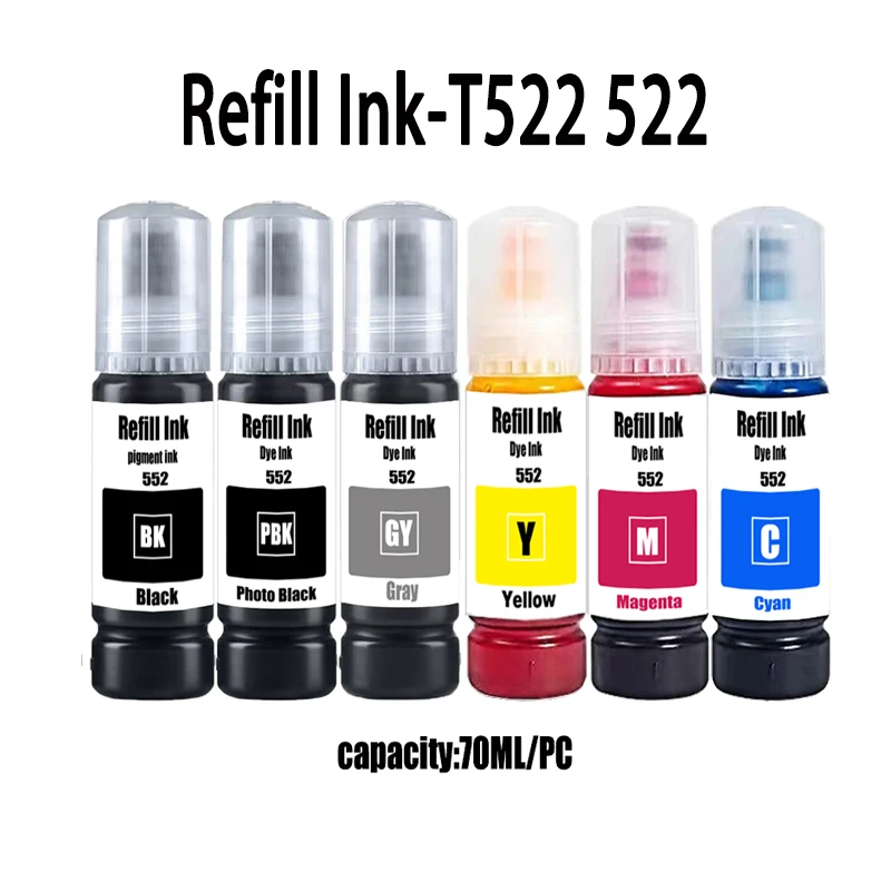 552 T552 Premium Color Compatible Bottle Water Based Refill Tinta Ink for Epson ET-8500 ET-8550