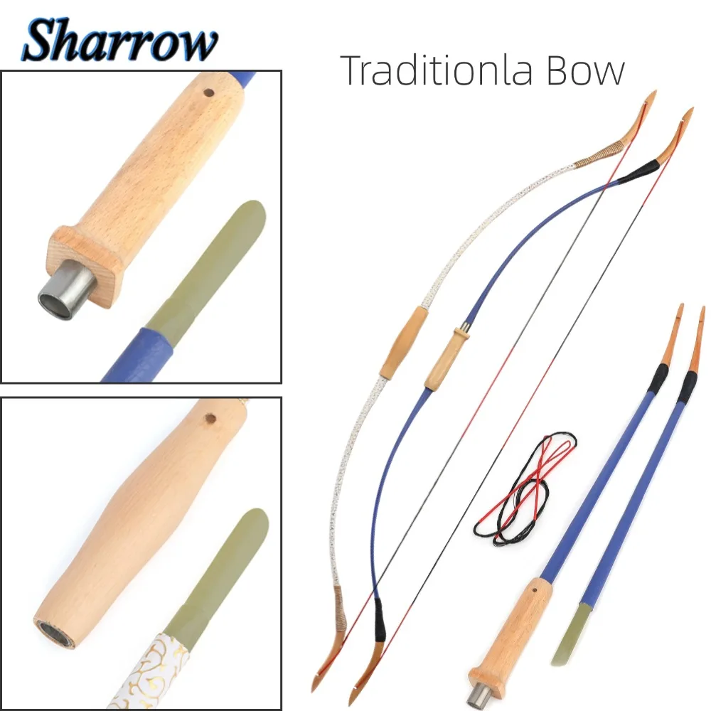 

15-40lbs Archery Traditional Recurve Bow 53inch Takedown Split Longbow for Outdoor Left/Right Hand Shooting Hunting Accessories