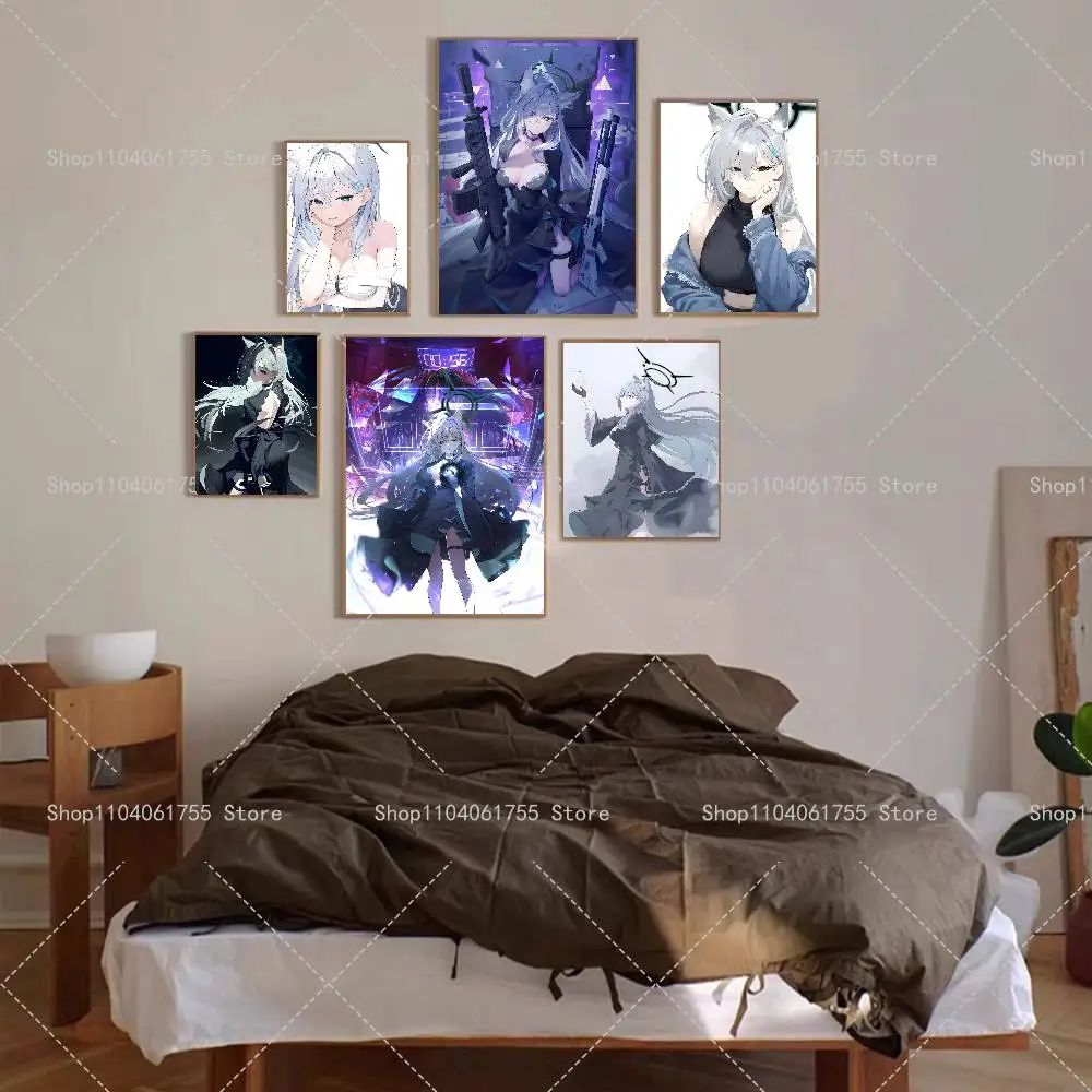 Shiroko Terror Blue Archive Game Poster Self-adhesive Art Waterproof Paper Sticker Coffee House Bar Room Wall Decor