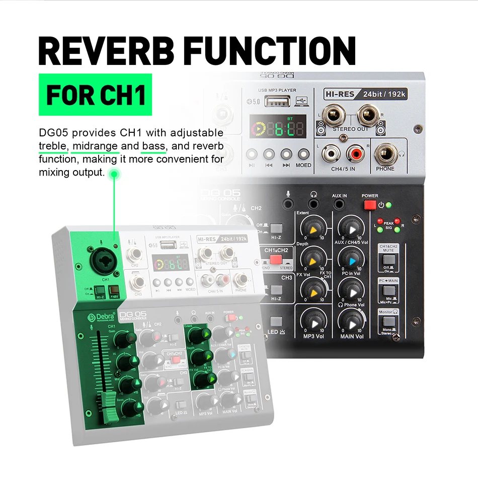 DG05 24bit 192kHz Audio Interface Sound Card Studio Quality 5.0 BT for PC Electric Guitar Live Recording Singing with Monitoring - Image 3