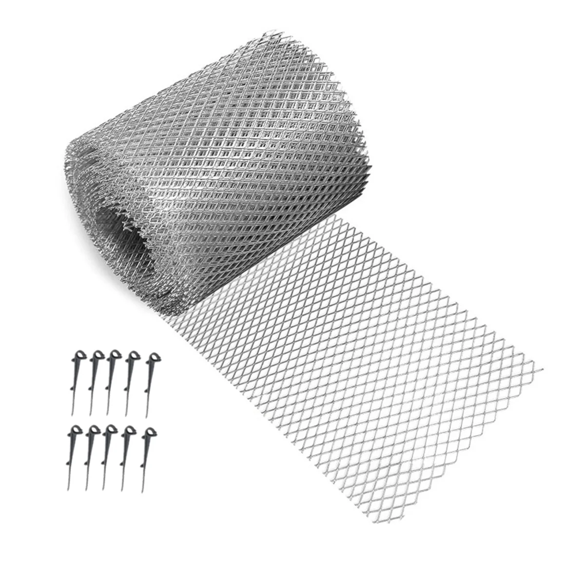 Gutter Guard Mesh Filter Gutter Cover DIY Gutter Screen Protection Netting Roll with 10 Fixed Cable Tie for Leaves