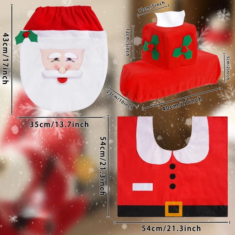 3 قطعة/المجموعة عيد الميلاد المرحاض مجموعة لوازم عيد الميلاد سانتا كلوز المرحاض مجموعة عيد الميلاد الحمام الديكور الحرف