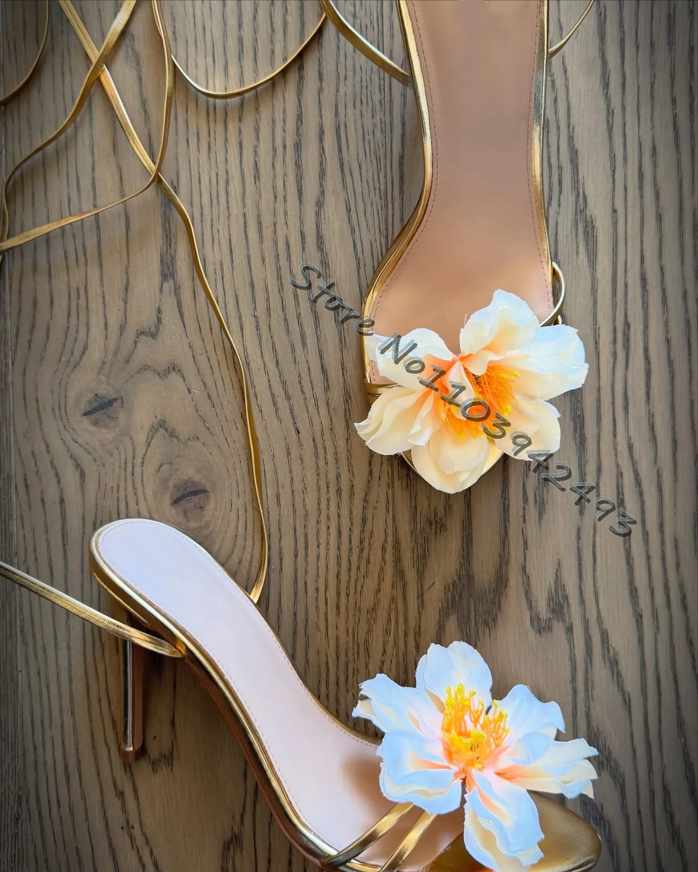 Sandalias de tacón con tiras en forma de flor, tacones altos con