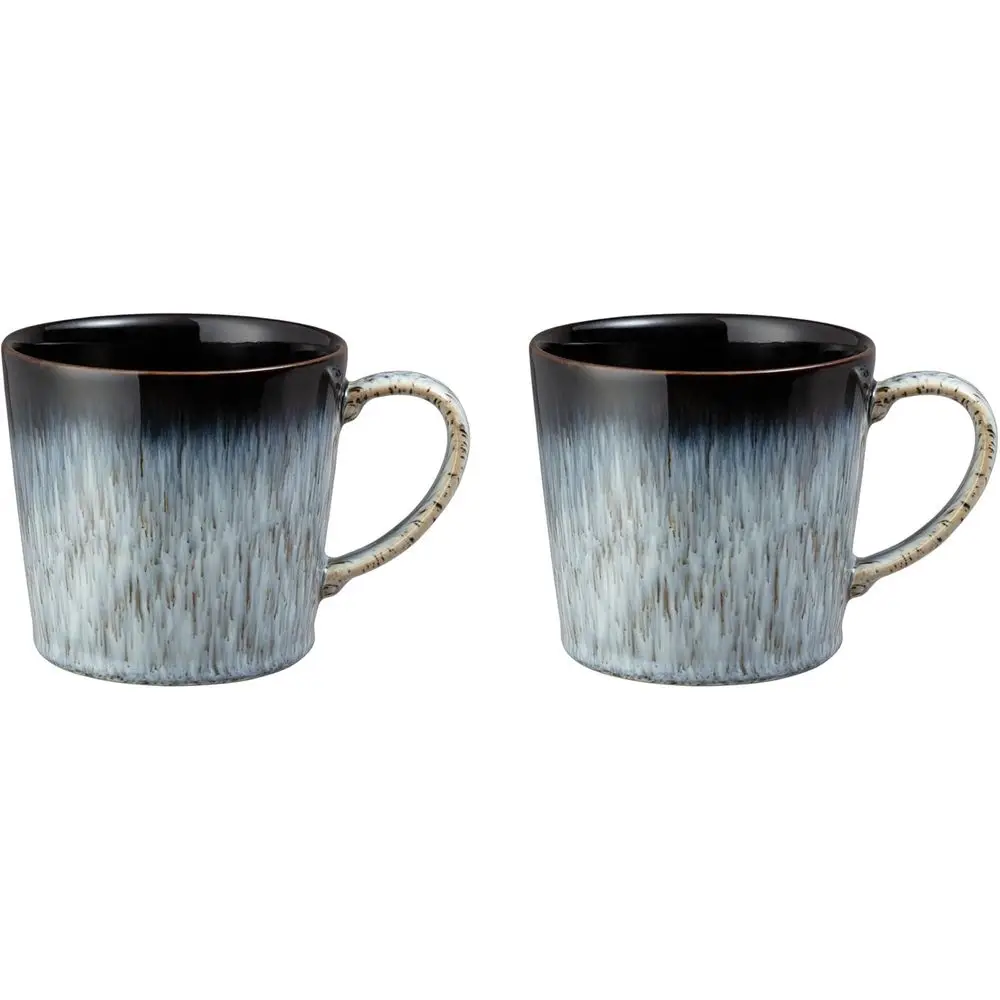 

- HHeritage Coee Mug Set o 2-390ml Reactive Glaze Stoneware Ceic Tea Mug Set - Dishwasher Sae, Microwave Sae - Black, Grey, Whit