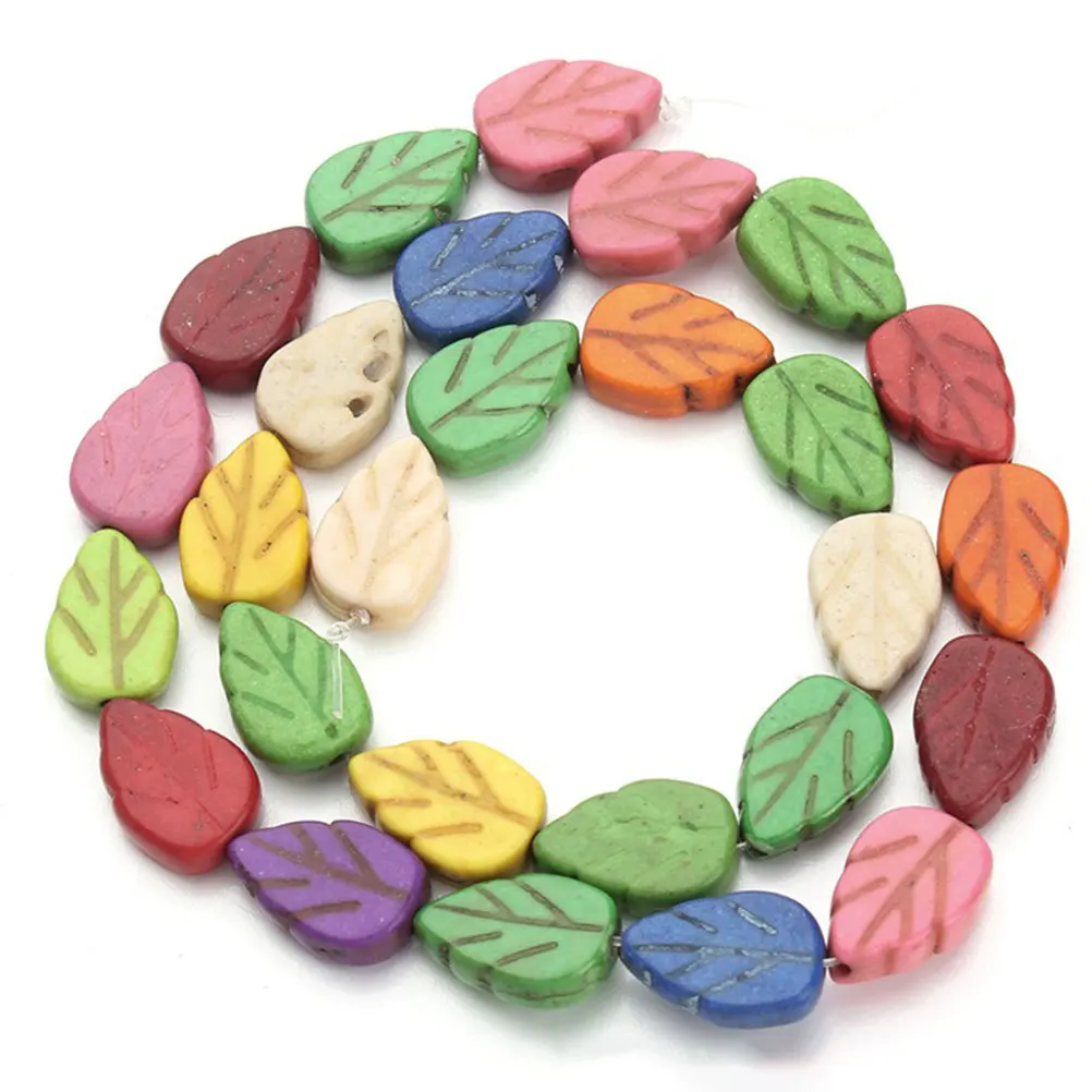 

27Pcs Colored Stone Beads Agate Leaf Shape Creative DIY Jewelry Making Beads for Bracelets Necklaces Craft Accessories Mixed