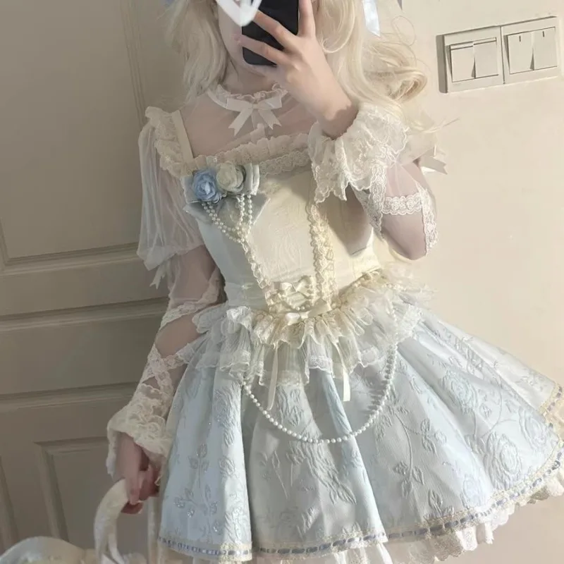 Kawaii Girl Sweet Cute Y2k Clothing Summer New Lolita Jsk Dress Original Sleeveless Dresses for Women Lolita Daughter's Clothes