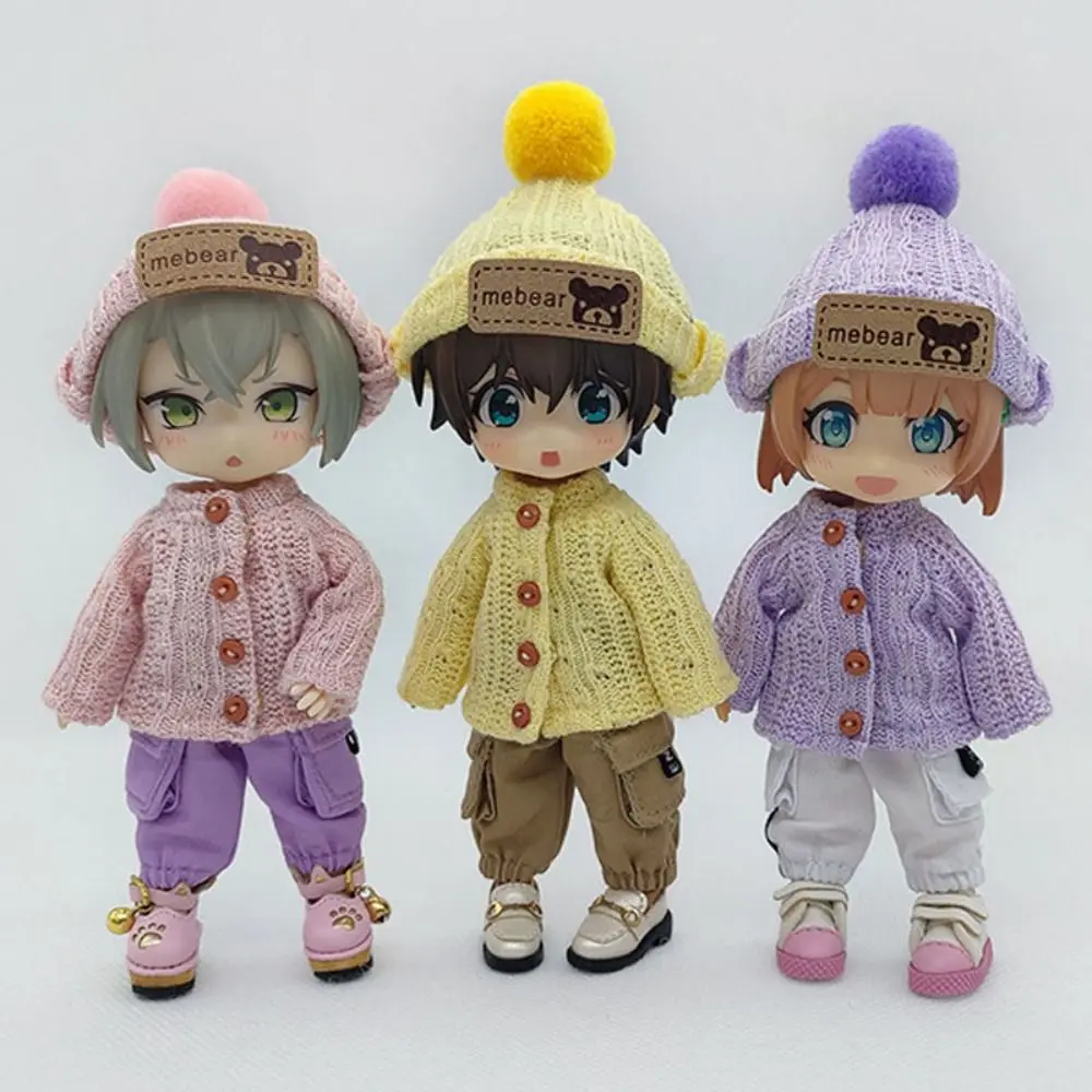 

Handmade Doll Knitted Sweater Cardigans Multicolored Mini Casual Clothes Kids DIY Gift Toys for 1/11 1/12 Dolls For OB11 Dolls