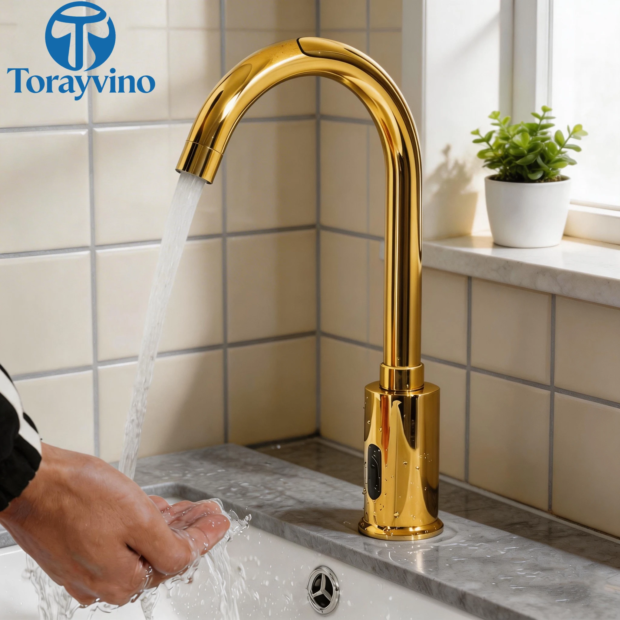 

Torayvino Bathroom Basin Smart Sensor Faucet Hot Cold Water Mixer Deck Mounted Automatic Hands Touchless Sensor Faucet Tap sink