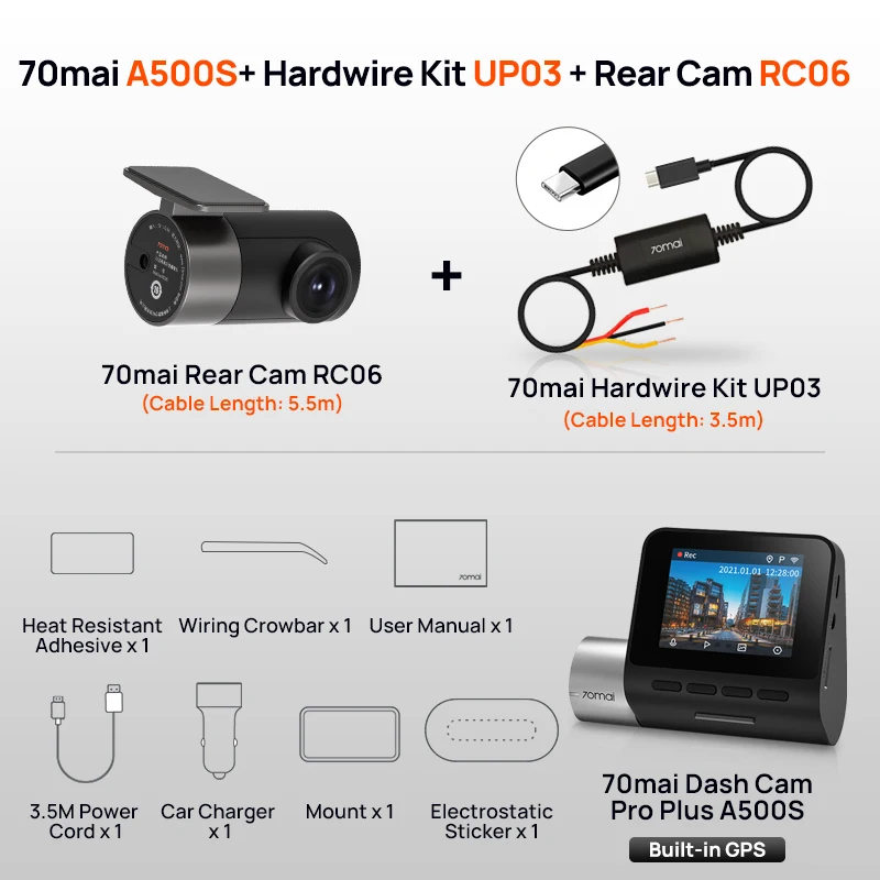 70mai A500S Recorder Car DVR Front Cam A500S 1944P Night Vision 70mai A500S Recorder Car DVR Front Cam A500S 1944P Night Vision