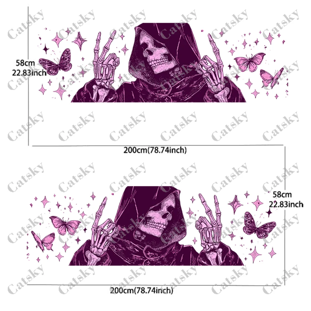 Purple peace sign skull and butterfly stickers, for cars and trucks, durable, fade resistant, easy to install and remove - enhan