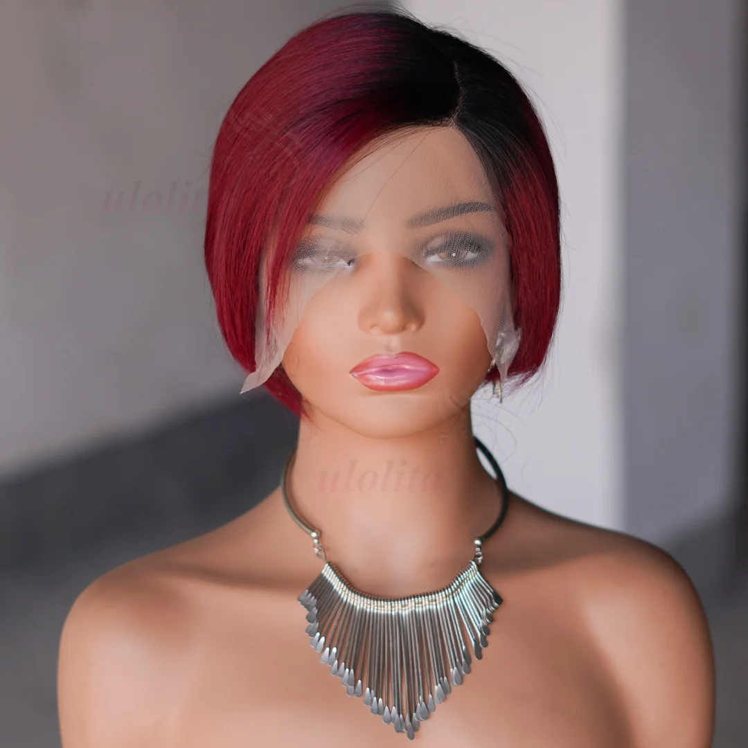 99JPixie Cut 13x4 Transparente Lace-Front-Perücken für Frauen, kurze Bob-Perücke, Inidan, vorgezupfte Lace-Frontal-Perücke aus Echthaar, 200 Dichte – Detail 19