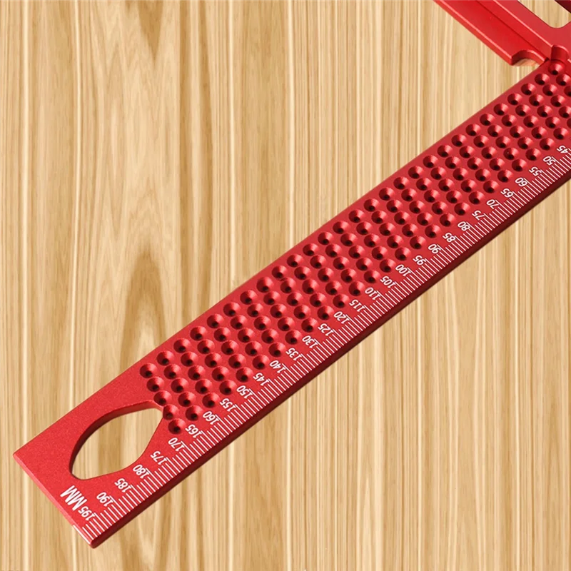 MAKE-1 шт., 200 мм, прецизионная масштабная линейка, L-образная линейка с отверстиями, красная деревообрабатывающая маркировка, калибр линии