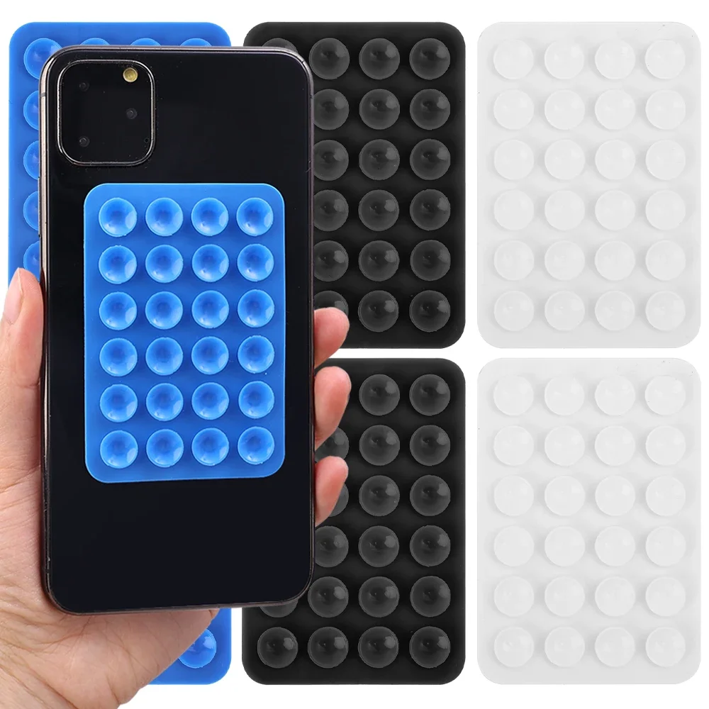 1-5Pcs Mobile Phone Back Sticker Suction Cup Holder Silicone Cup Mat Smartphone Wall Stand for Glass Ceramic Tiles Smooth Walls