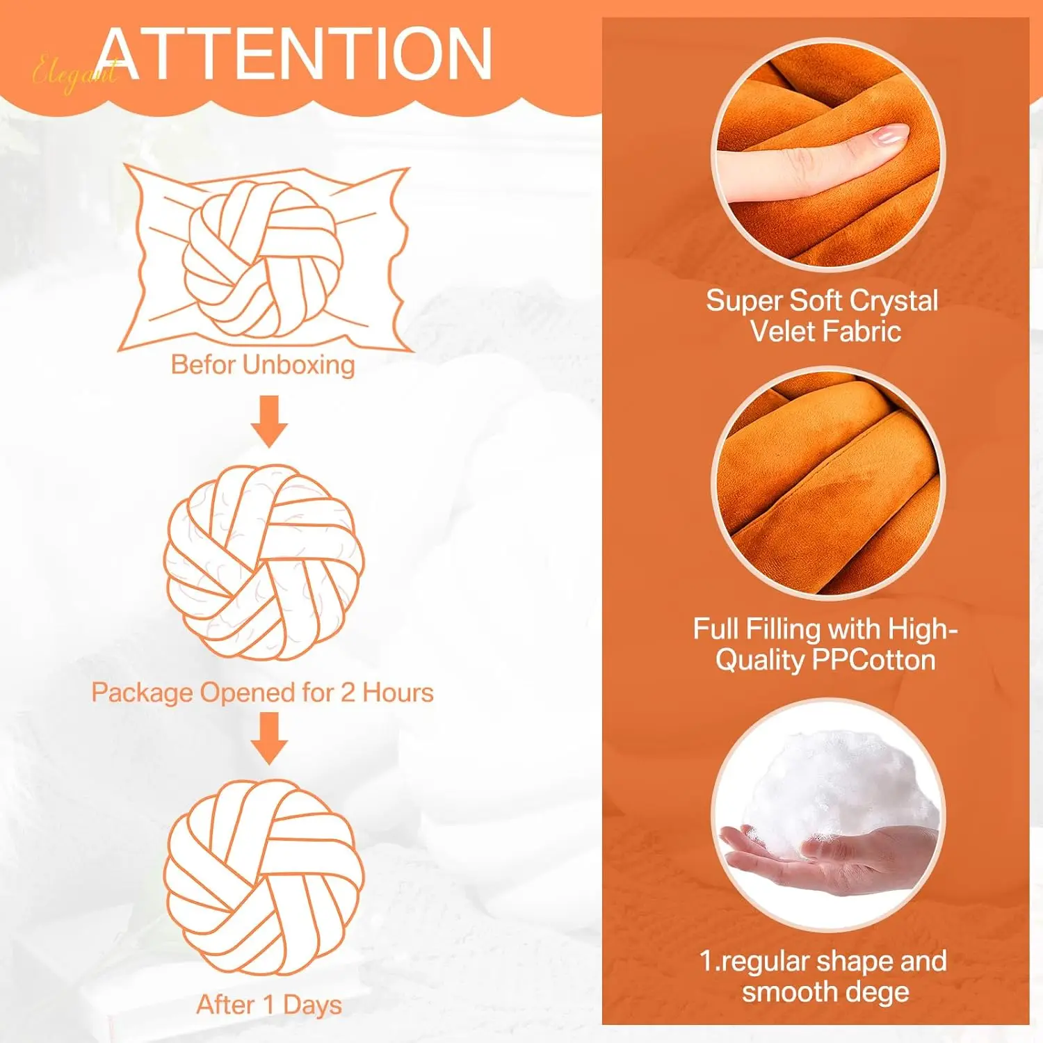 Caramel Knot Pillow Round Throw Soft Plush Knot Ball Pillow Handmade Knotted Modern Home Decorative Gift Cushion Christmas