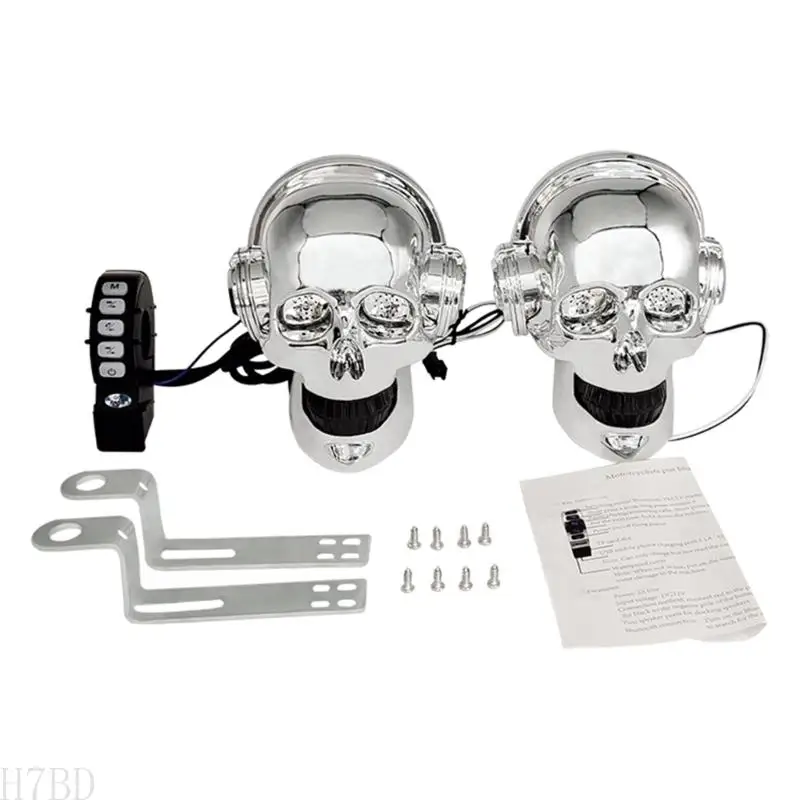 

H7BD Motorcycle Speaker Stereo Amplifier Speaker Support FM Radio Phone Call Skull Subwoofer MP3 Player Waterproof