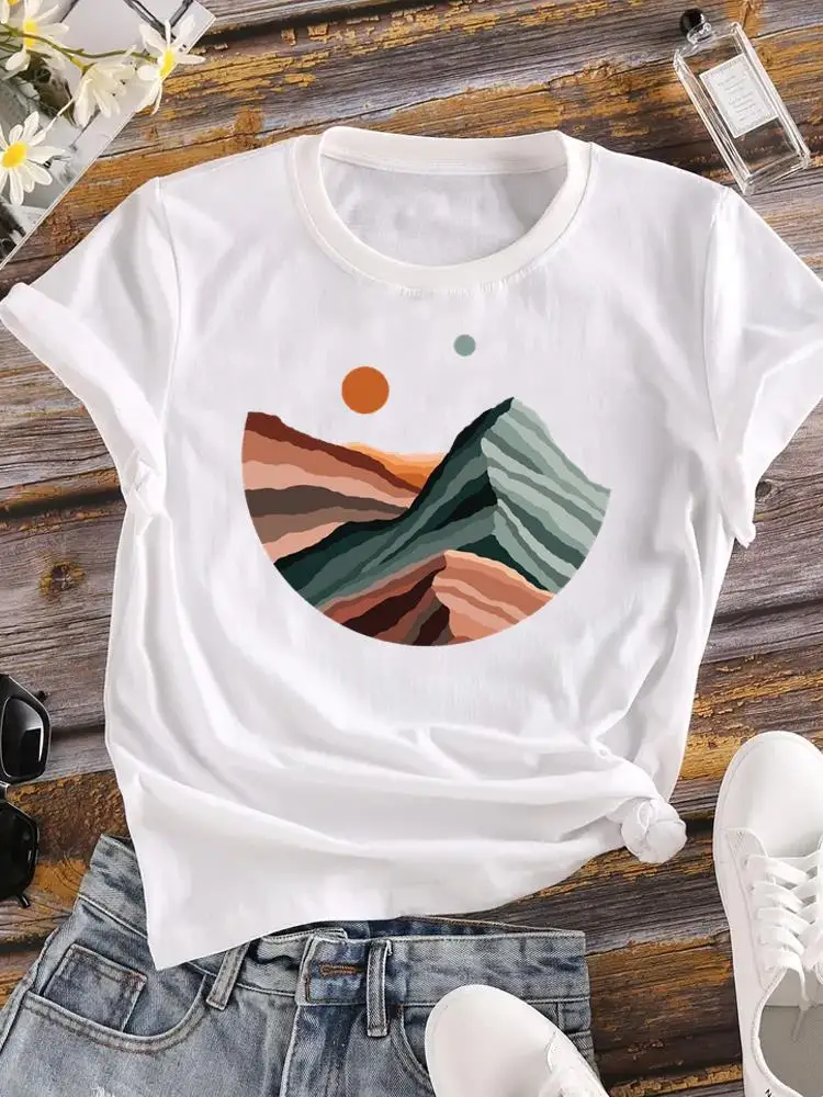 

Mountain Trend Cute Sweet Graphic T-shirt Short Sleeve Clothes Print Top Female Ladies Fashion T Shirt Women Clothing Tee