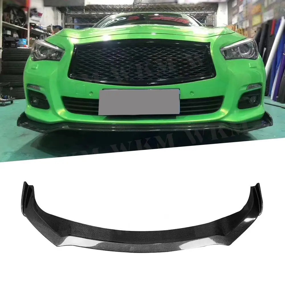 

Carbon Fiber Front Bumper Lip Spoiler Protector Covers For Infiniti Q50 Sport 2014-2017 car styling