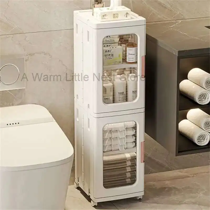 

Ultra-narrow Bathroom Cabinet Floor Folding Storage Cabinet Home Multi-layer Toilet Shelves Large-capacity Bathroom Furniture