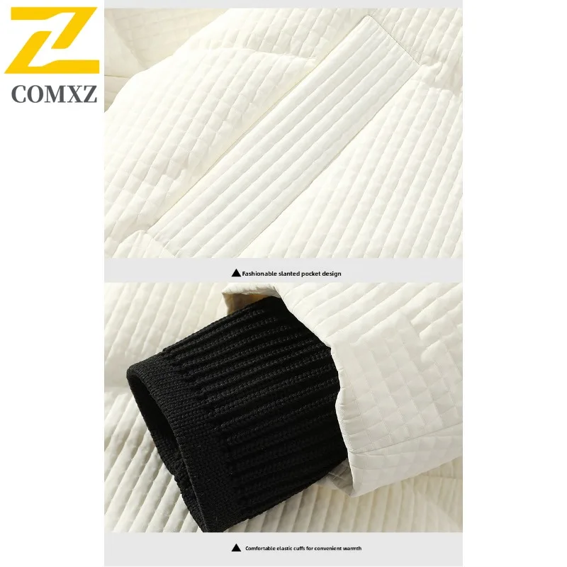 COMXZ Warm Thick Parker Coat Solid Color Minimalist Fashion Snow Skiing Puffer Jacket Street Stylish Down Jacket Men's Clothing