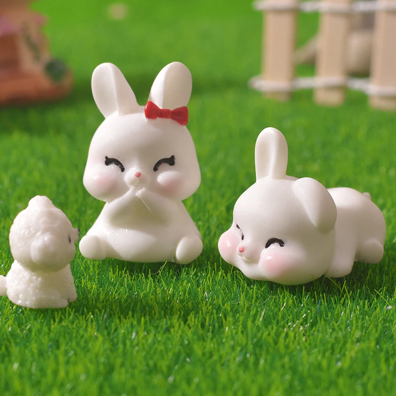 Creative Cute Little White Rabbit Ornament Fashion Kawaii Figurine Crafts Cartoon Desktop Home Decoration Accessories Gifts