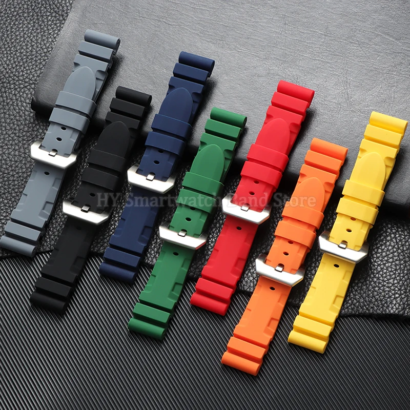 22mm 24mm 26mm Silicone Watch Straps for Panerai SUBMERSIBLE PAM441 Pa111/359 Rubber Watch Bands Men Women Bracelet Accessories