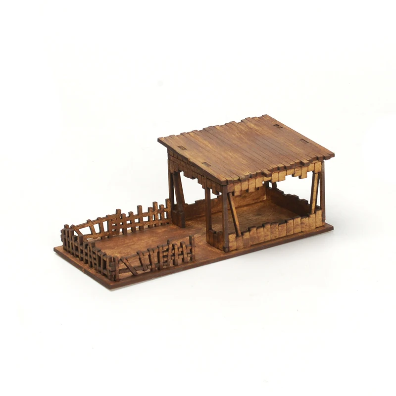 1/72 cena de construção de casa da Ásia do Sul, modelo de montagem tridimensional de madeira, presente artesanal faça você mesmo
