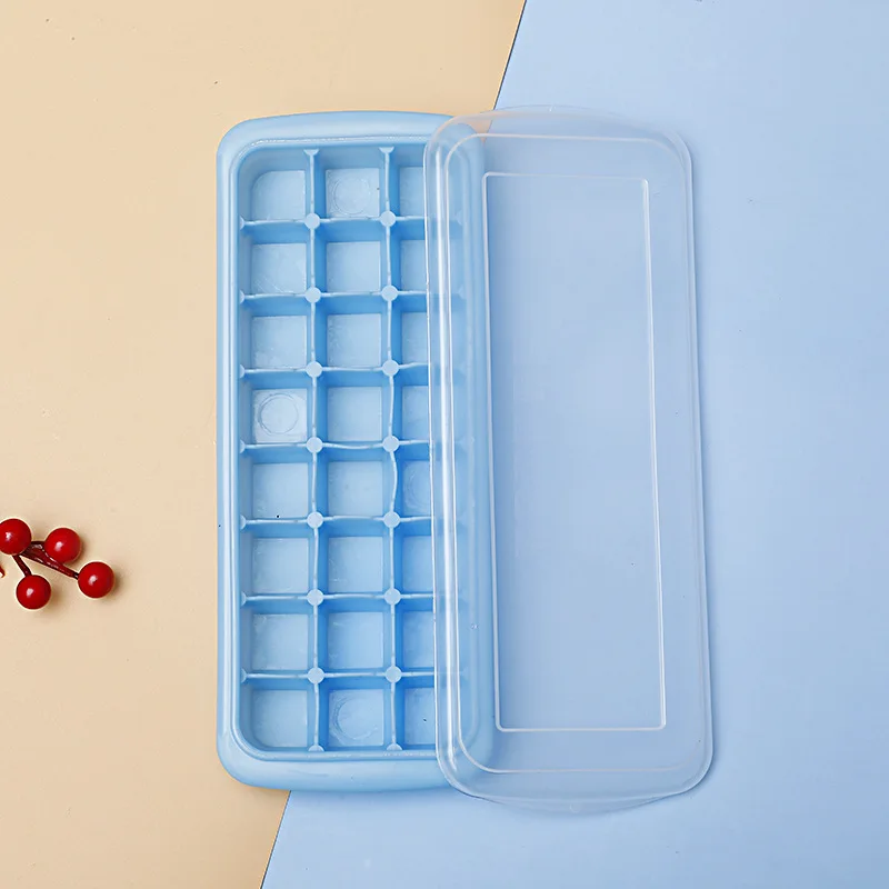 Silicone Ice Cubes Tray with Lid 24 Cubes Jelly Maker frozen Molds Easy-Release for Whisky Cocktail Cola Baby Food and Drinks