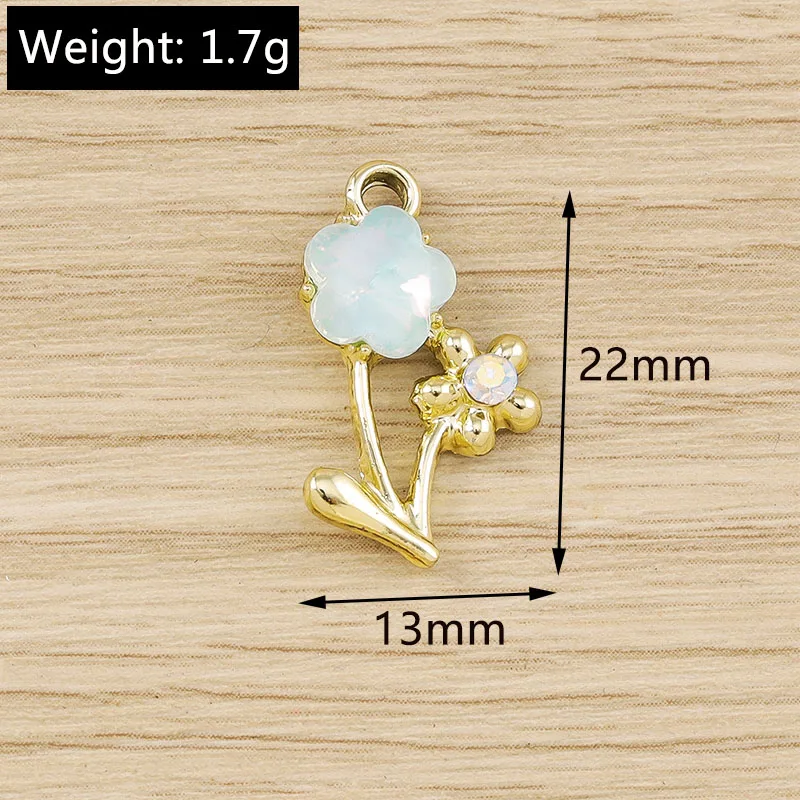Tusember 10 Stück 14*18mm Niedliche Exquisite Kristallblumen-Anhänger für Schmuckherstellung DIY Tropfenohrringe Halskette Basteln – Detail 9