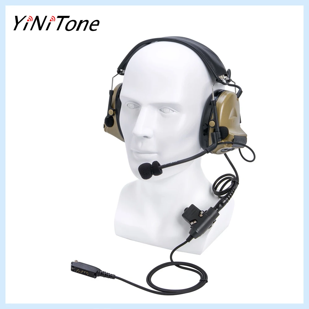 

Brown Aviation Pilot Headset Microphone Noise Reduction Hearing Protection Shooting Headphone U94 PTT For Sepura Stp8000 Stp8030