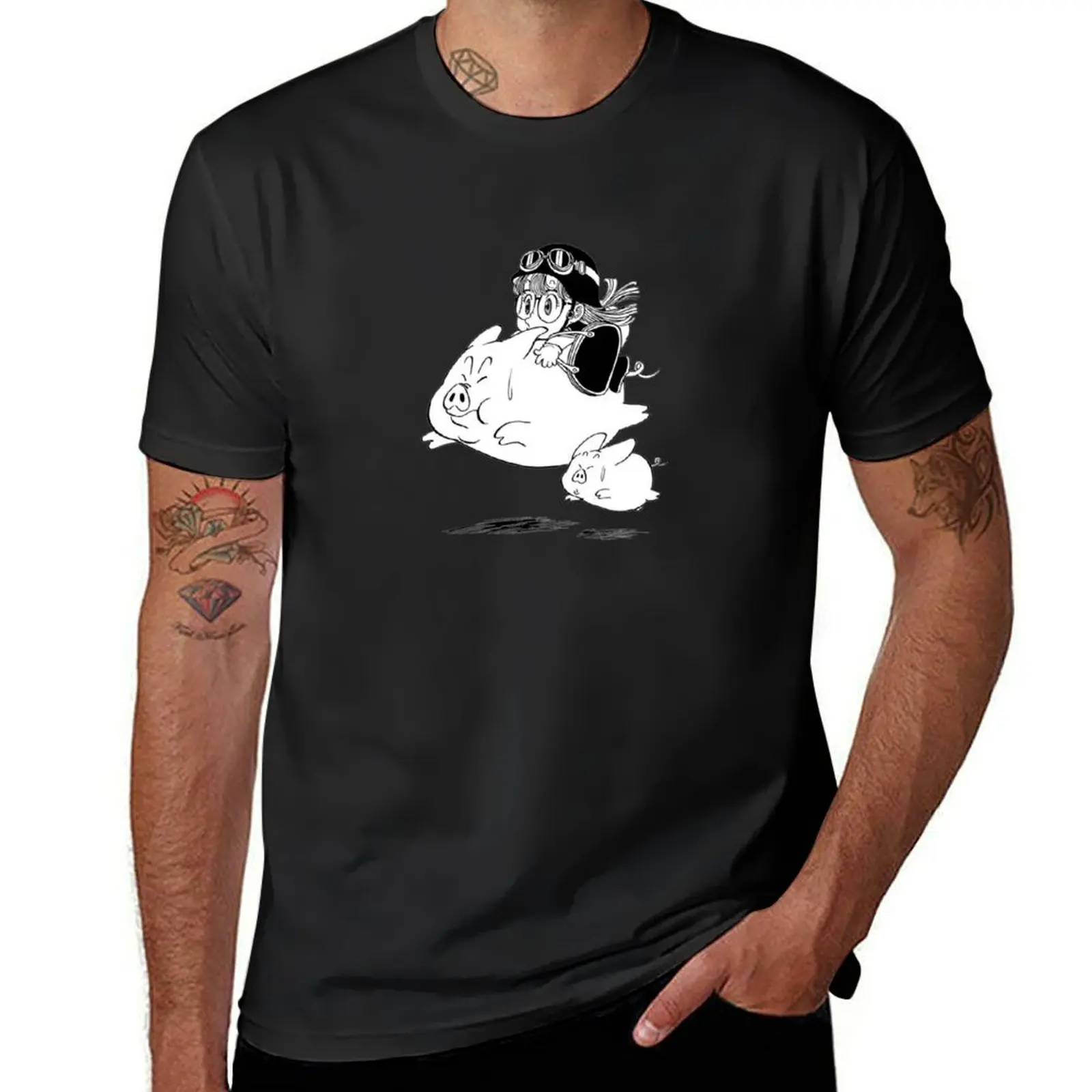 Arale Pigs T-Shirt kawaii clothes blacks mens funny t shirts