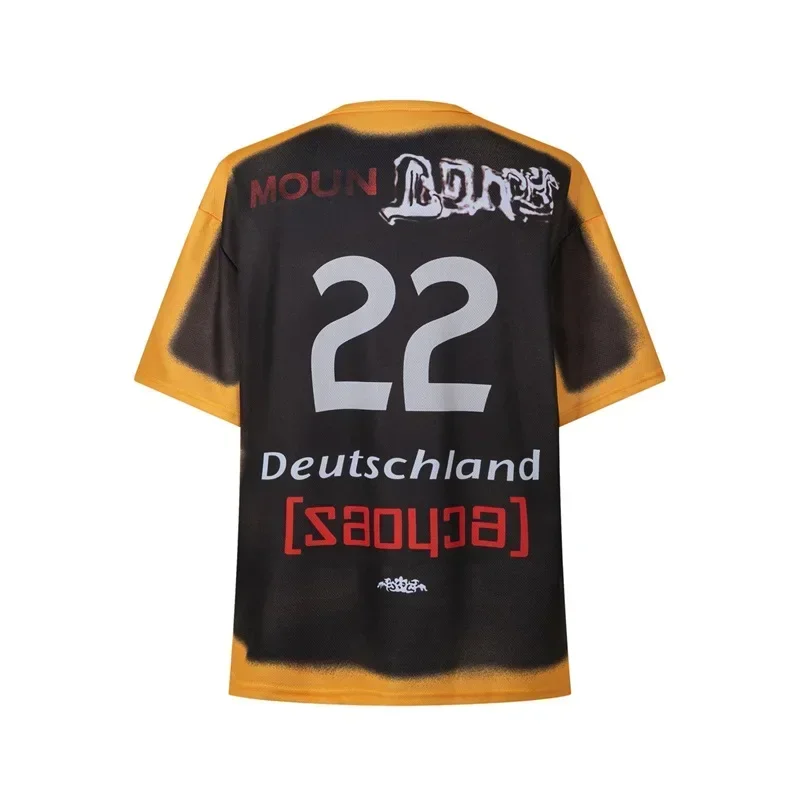 

25ss Mesh Cactus Jack Number 22 Printing Football Jersey Men Women Oversized T Shirts