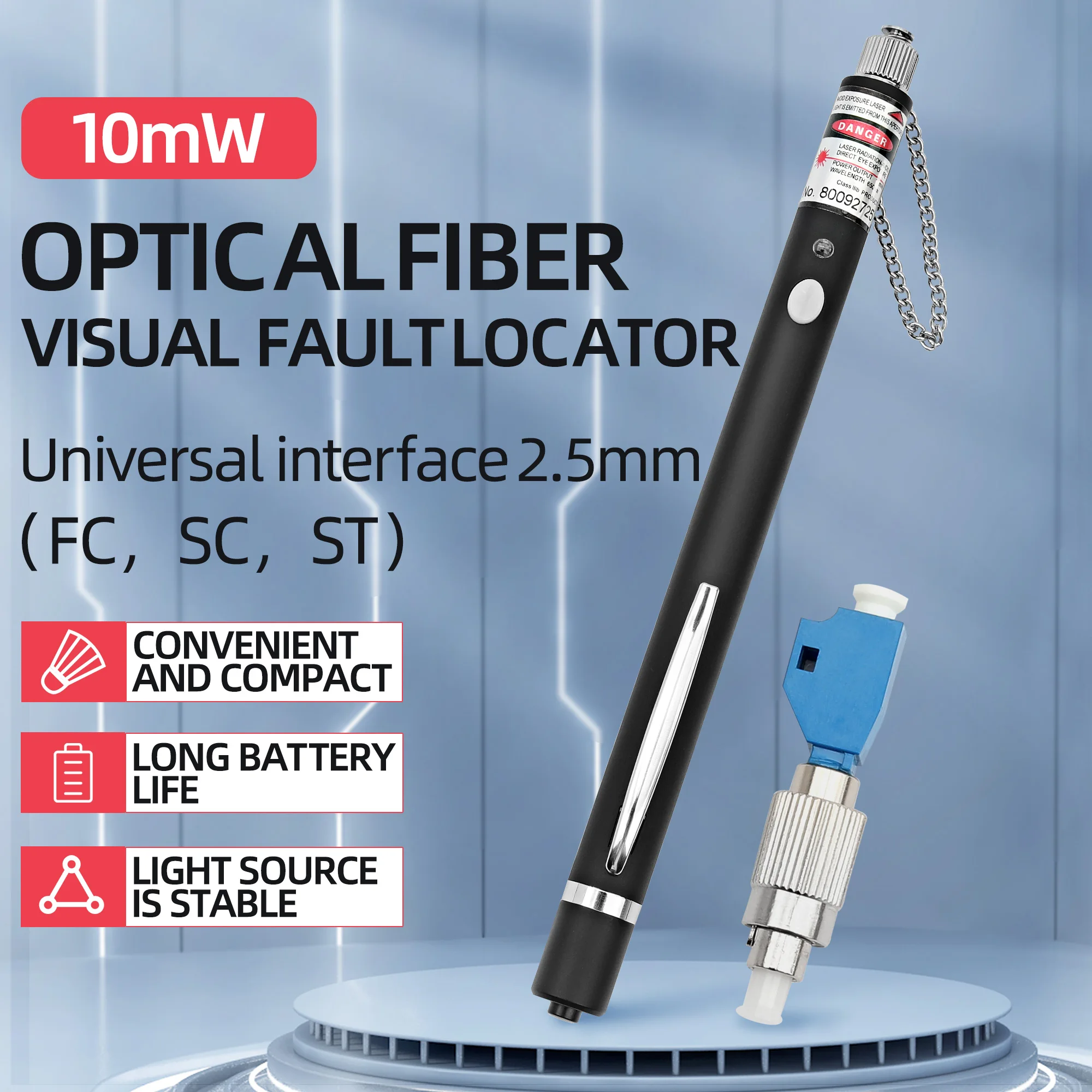 Pen Style Visual Fault Locator 10mW FC Male to LC Female Adaptor SC ST Connector Cable Fiber Tester Detector