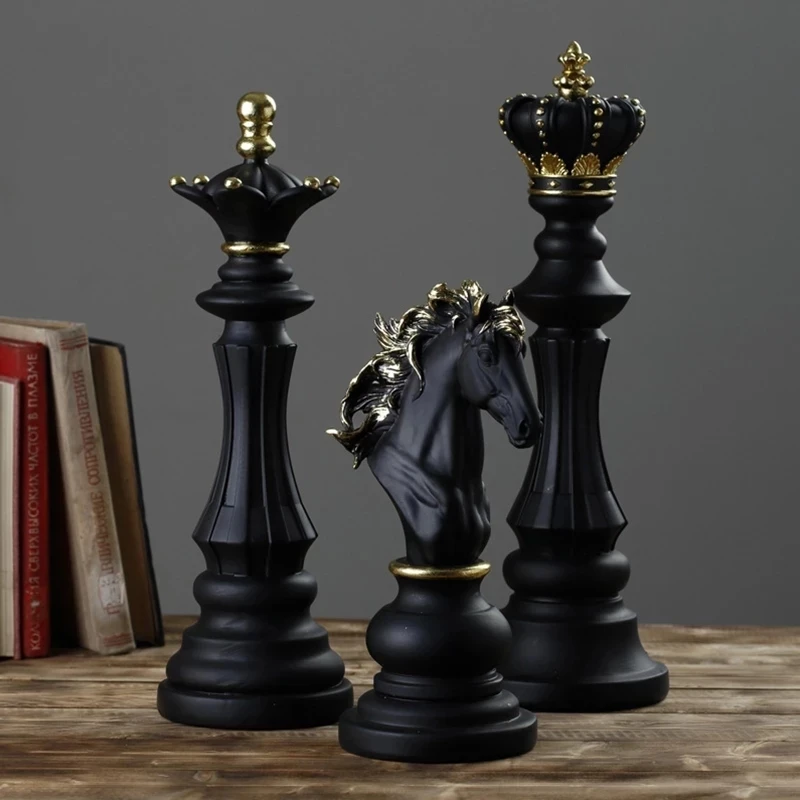 

Chess Resin Decoration TV Cabinet Wine Cabinet Window Academy Decoration King and Queen War Horse Chess Piece Decoration