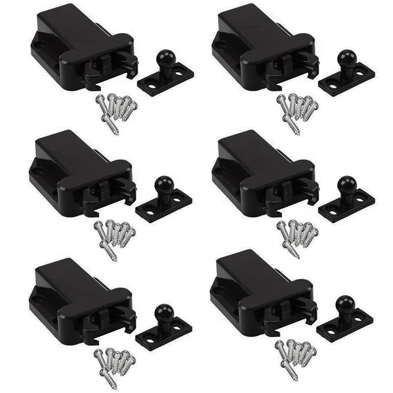 Hot SV-6-Pack Non-Magnetic Push To Open Catch Lock Drawer Cabinet Catch Press Latch Cupboard Bedroom