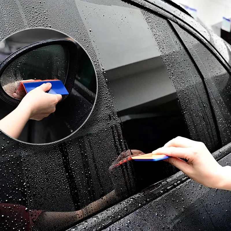 FOSHIO 4 pz/scatola raschietto in gomma morbida a doppio strato in fibra di carbonio pellicola avvolgente in vinile Set tergipavimento strumento per la pulizia dell'acqua della finestra di vetro dell'auto