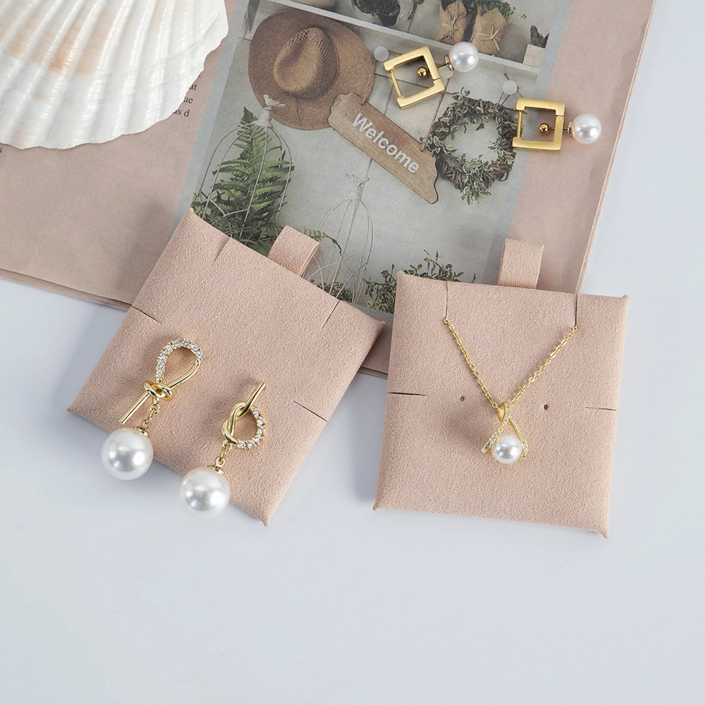 50 Pcs Earring Cards Necklace Anklet Bracelet Card Earring Holder Display Pads 6X6cm Microfiber Hanging Tags for Jewelry Display