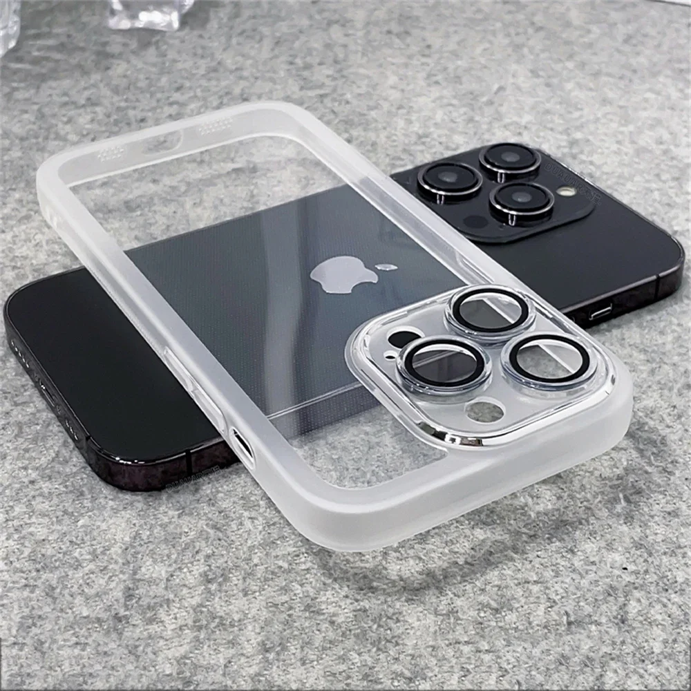 With Lens Protection Phone Transparent Case For iPhone 11 12 13 14 15 16Pro Max 15Plus Anti-slip Soft Silicone Clear Cover image 4