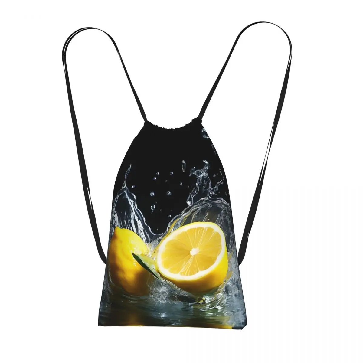 

Happy Water Slice Lemon Pattern Backpacks Portable Drawstring Bags Storage Bag Book Bags for Travel School