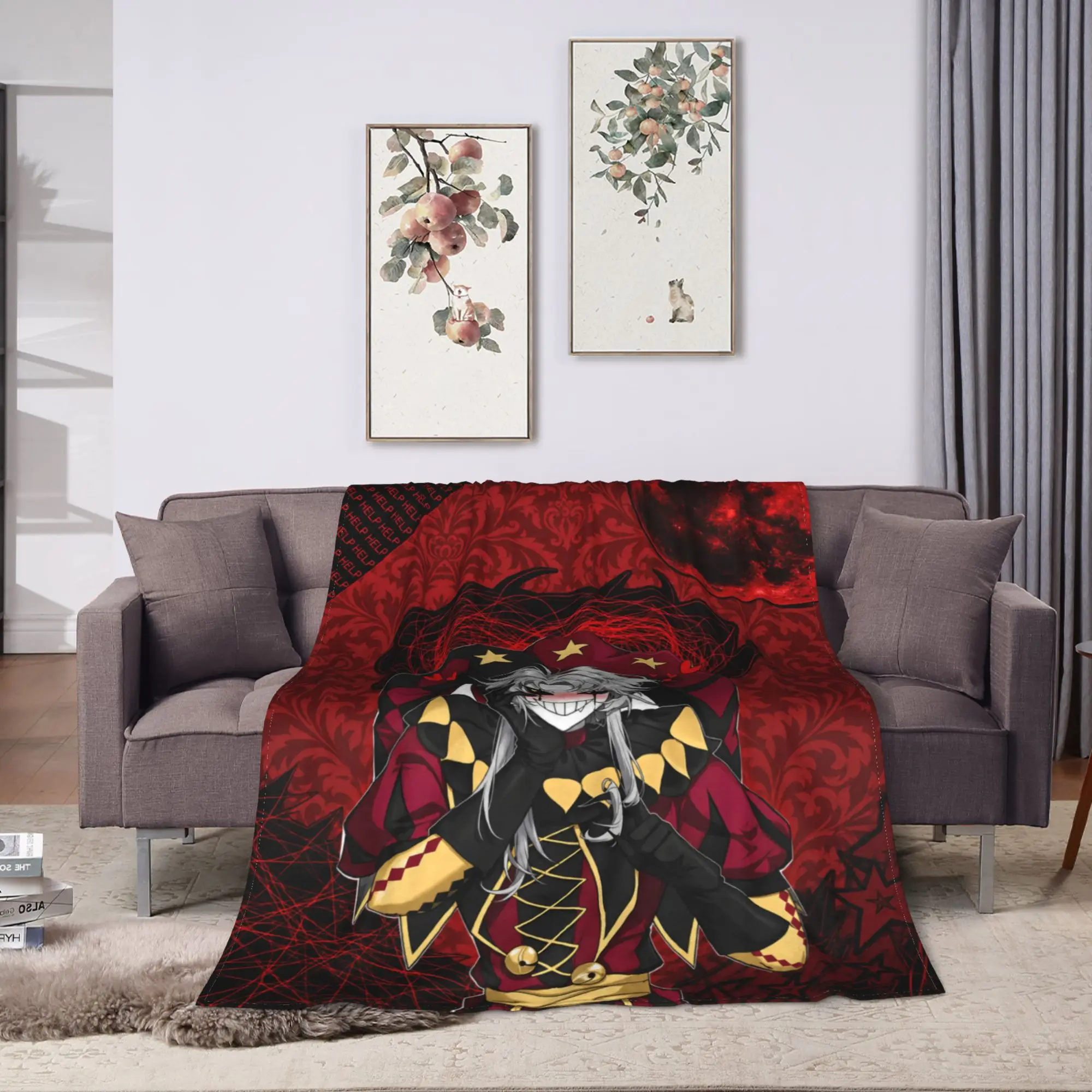 Soft Warm Blanket Children Picnic Freak Circus Red Queen Bedding Throws  Flannel Bedspread For Couch Bed Print Sofa Bed Cover