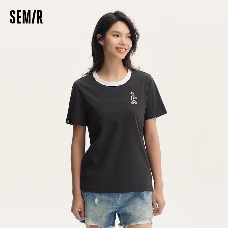 Semir T-Shirt Women Short-Sleeve Embroidered T-Shirt 2024 Summer New Collection Antibacterial And Cooling Summer Outfit