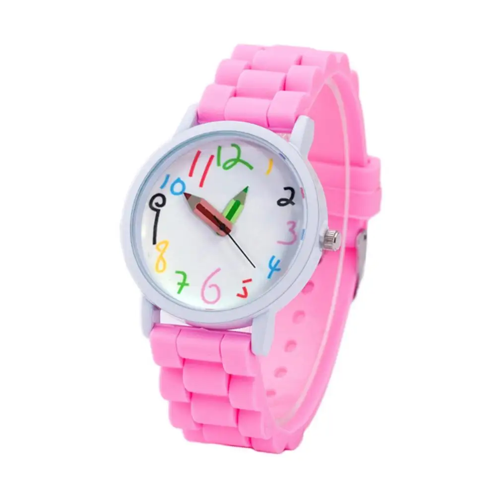 Dropshipping!!! Cartoon infantil redondo mostrador relógio de pulso, pulseira de silicone, analógico, quartzo, crianças presente