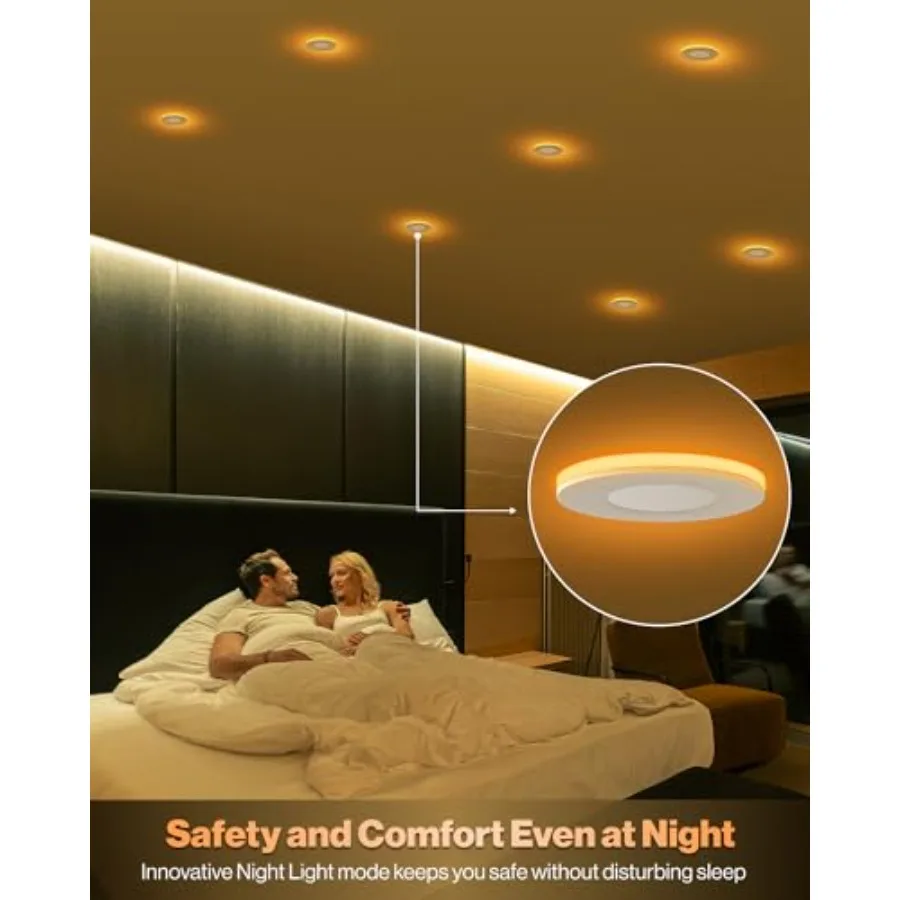 Sunco Pack LED Slim Down Light with Night Light or Indoor Ceiling Fixture Home Living Room Bedroom, 500 Lumens, W 0W Equivalent