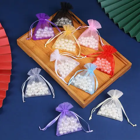 100pcs Organza Bags Jewelry Gift Bags Wedding Party Decorations Birthday Gift Drawer Bags Christmas Packaging Bags