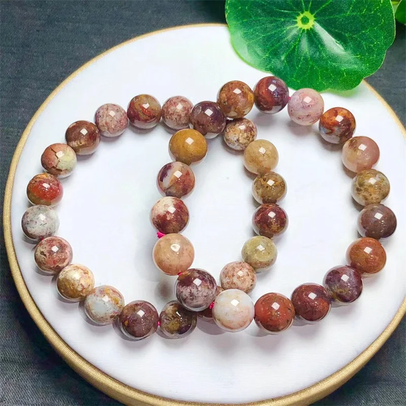 10MM Natural Ocean Jasper Bracelet Wealth Beads Crystal Quartz Healing Fashion Jewelry Gift For Women 1pcs