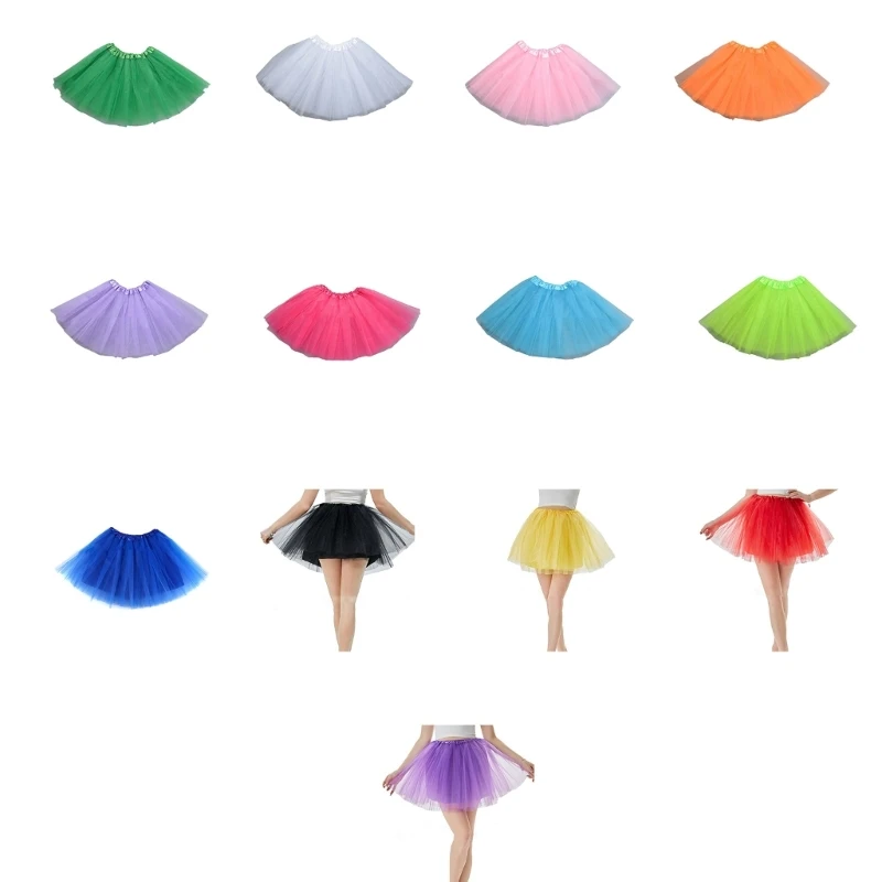 Women's Elastic 4-layered Tutu Skirt Stylish-Ballet Skirt 50s-Party Mini Skirt